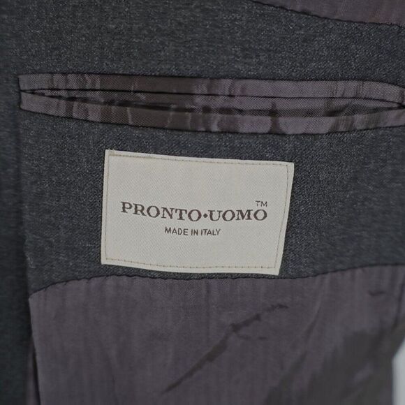 Pronto Uomo Italy Angelico Super 100s‎ Worsted Wool Gray 3 Button Blazer 42R - Picture 8 of 13